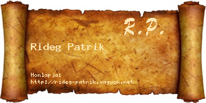 Rideg Patrik névjegykártya
